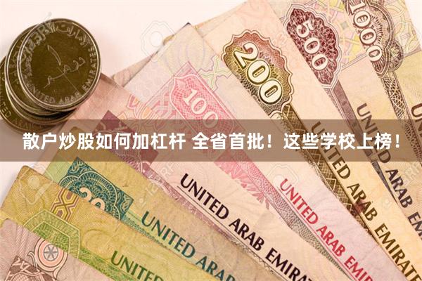 散户炒股如何加杠杆 全省首批！这些学校上榜！