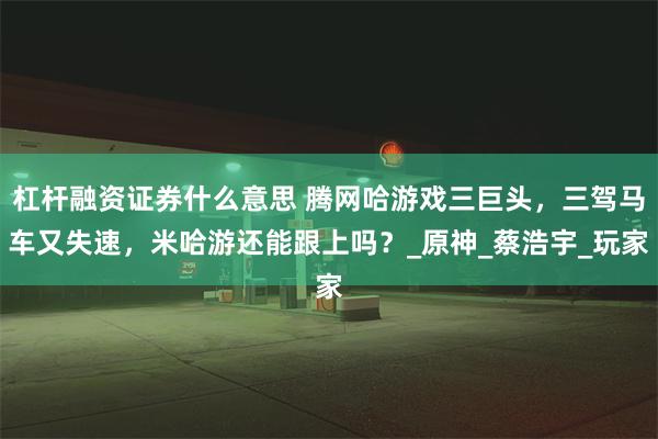 杠杆融资证券什么意思 腾网哈游戏三巨头，三驾马车又失速，米哈游还能跟上吗？_原神_蔡浩宇_玩家