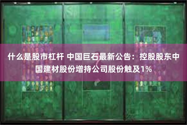 什么是股市杠杆 中国巨石最新公告：控股股东中国建材股份增持公司股份触及1%