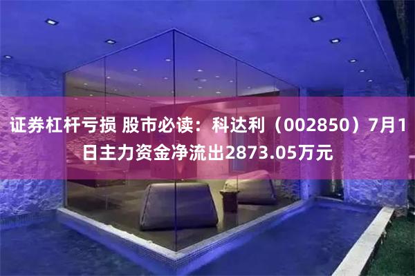 证券杠杆亏损 股市必读：科达利（002850）7月1日主力资金净流出2873.05万元