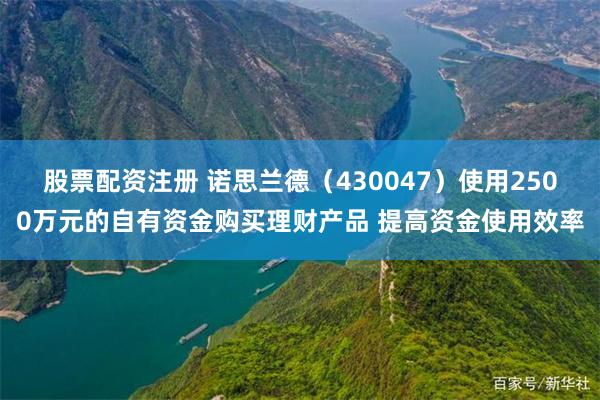 股票配资注册 诺思兰德（430047）使用2500万元的自有资金购买理财产品 提高资金使用效率