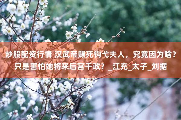 炒股配资行情 汉武帝赐死钩弋夫人，究竟因为啥？只是害怕她将来后宫干政？_江充_太子_刘据