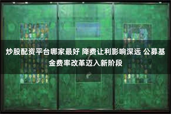 炒股配资平台哪家最好 降费让利影响深远 公募基金费率改革迈入新阶段