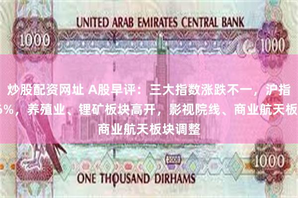 炒股配资网址 A股早评：三大指数涨跌不一，沪指跌0.06%，养殖业、锂矿板块高开，影视院线、商业航天板块调整